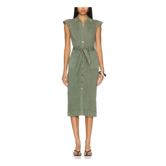 PAIGE Dresses & Skirts - Paige 'Jaxsyn' Green Cotton Midi Dress Size 2